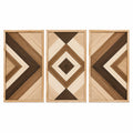 Lot de 3 tableaux muraux 40 x 80 cm en bois beige marron motif géométrique