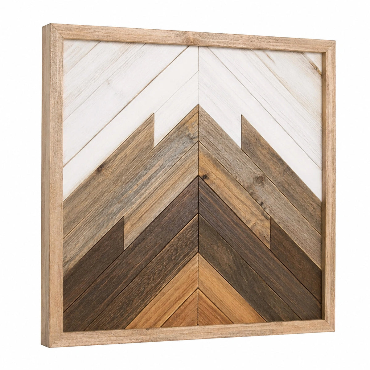 Panneau décoratif mural 60 x 60 cm en bois multicolore à chevrons style rustique