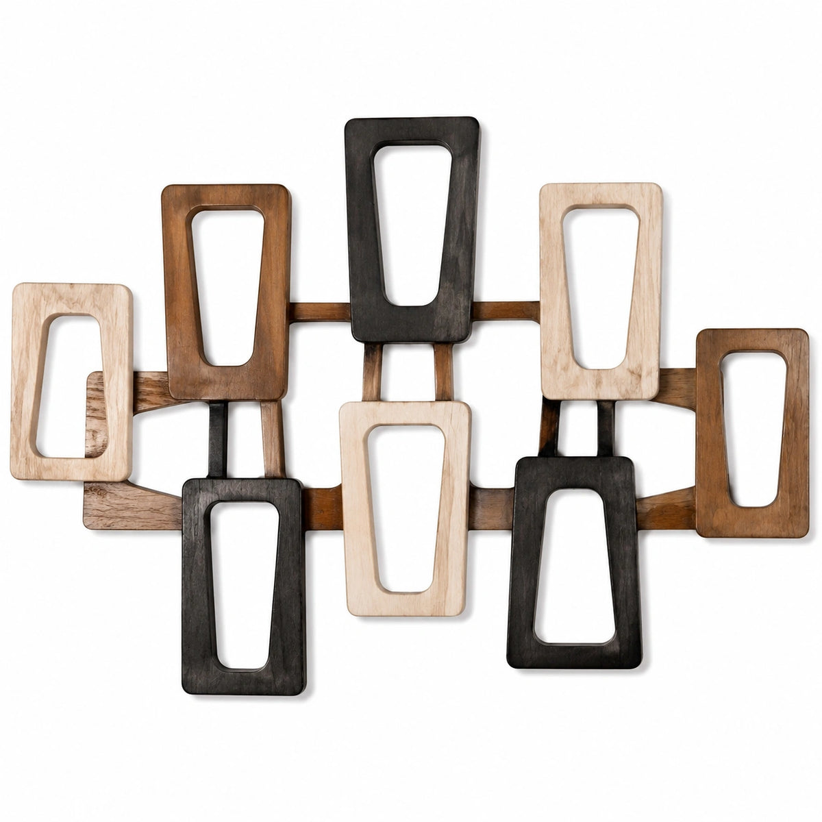 Décoration murale 100 x 75 cm en bois naturel marron noir style contemporain