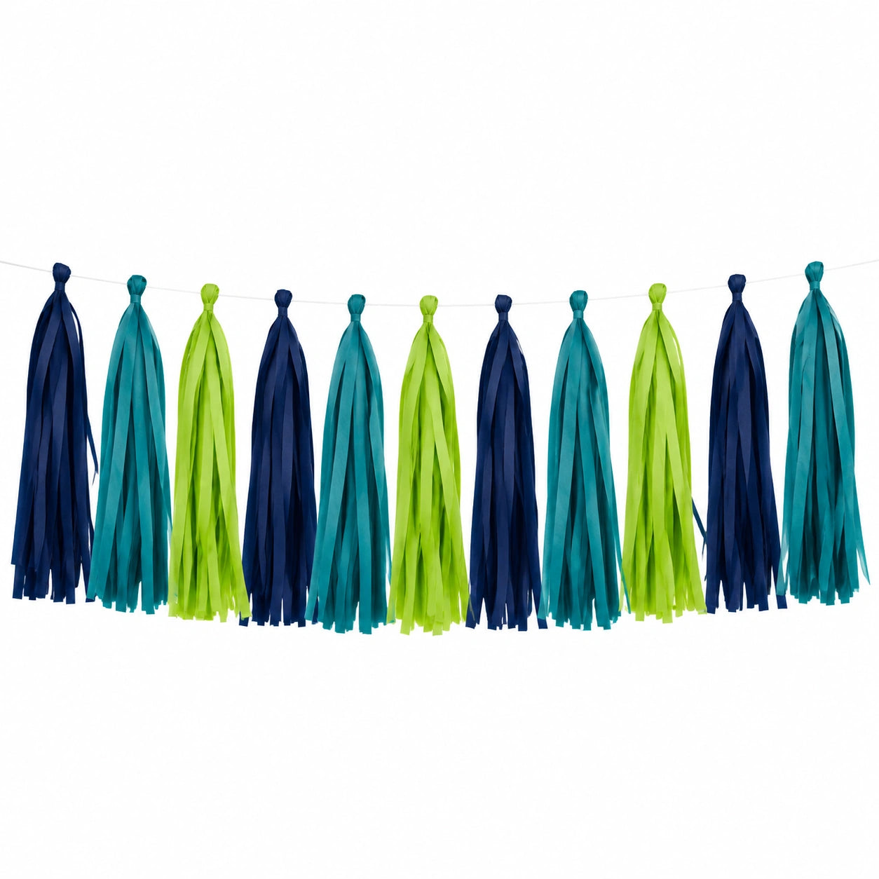 Guirlande à franges 300 cm en papier de soie bleu turquoise vert - décoration suspendue festive