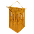 Tenture murale 50 x 85 cm en coton jaune style macramé décorative