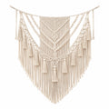 Tenture murale 100 x 120 cm en coton écru macramé à franges style bohème