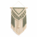 Tapisserie murale 45 x 75 cm en coton beige et vert style macramé