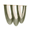 Suspension murale 100 x 95 cm en fibres textiles vert olive et écru avec barre en bois style bohème