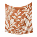 Tenture murale 150 cm x 130 cm en polyester terracotta et blanc à feuillage tropical