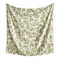 Tenture murale 150 x 130 cm en polyester blanc et vert motif feuillage décoration bohème